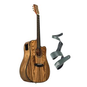 KIT PROMOCIONAL VIOLÃO ELÉTRICO  VESÚVIO 41" + CORREIA DE COURO VERDE MILITAR TN051C