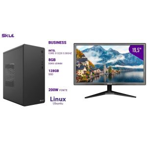 Computador I3 3220 8Gb Ddr3 Ssd 128Gb Fonte 200W Linux + Monitor Skul 19,5"