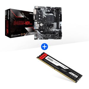 KIT PLACA MÃE ASROCK AM4 B450M-HDV R4.0 + MEMORIA RAM PCYES UDIMM 16GB DDR4 2666MHZ