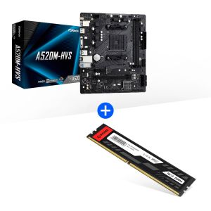 KIT PLACA MÃE ASROCK AM4 A520M-HVS + MEMORIA RAM PCYES UDIMM 16GB DDR4 2666MHZ