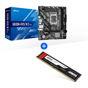 KIT PLACA MÃE ASROCK H610M-HVS/M.2 R2.0 + MEMORIA RAM PCYES UDIMM 16GB DDR4 2666MHZ
