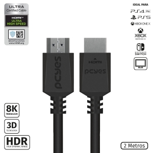 CABO HDMI ULTRA 2.1 28AWG PURO COBRE 8K 1080/ 144HZ 2 METROS - PHM8K-2