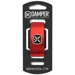 DAMPER IBOX EM COURO E TAG EM METAL VERMELHO METALICO DMMD04