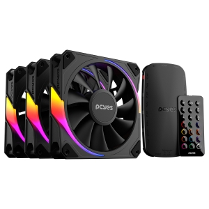 KIT COOLER FAN + CONTROLADORA PARA GABINETE 3UN SANGUE FRIO 3 ARGB BLACK VULCAN 120MM PCYES - K3ARGBSF3BVBR