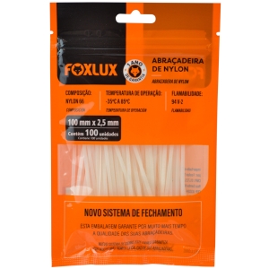 CINTA ABRACADEIRA EM NYLON 100X2.5 MM C/100  BRANCA
