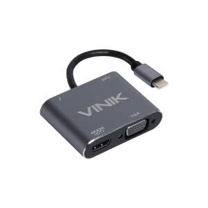 ADAPTADOR TYPE C 4-EM-1 PARA HDMI VGA PD E USB 3.0 VINIK - AT41VN