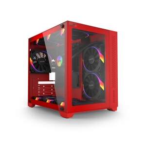 GABINETE GAMER FORCEFIELD RED MAGMA  FRONTAL E LATERAL EM VIDRO  PCYES - GFFRMP