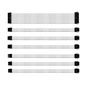 KIT DE CABO DE EXTENSAO SLEEVED PSU 30 CM COM CAPA DE PVC COOLER MASTER - BRANCO - CMA-NEST16XXWT1-GL