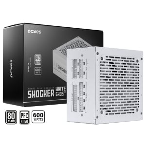 FONTE GAMER PCYES SHOCKER FULL MODULAR 600W 80 PLUS WHITE - WHITE GHOST - FM600WWG