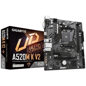 PLACA MÃE GIGABYTE A520M K V2 MICRO ATX SOQUETE AM4 2XDDR4 64GB 1X D-SUB 1X HDMI 4X USB3.2 2X USB2.0