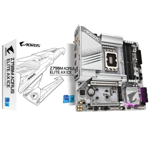 PLACA MÃE GIGABYTE INTEL Z790M AORUS ELITE AX ICE MATX LGA 1700 M.2 NVME WI-FI 4XDDR5 MAX. 192GB 1X DP 1X HDMI 1X TYPE-C