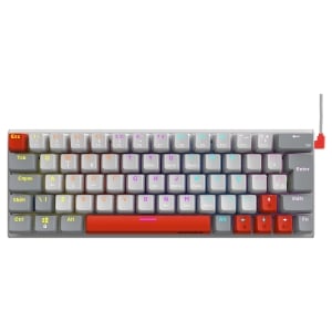 TECLADO MECÂNICO 60% PCYES KUROMORI WHITE GHOST - SWITCH BLUE - LED RAINBOW - PTKMWG60BL