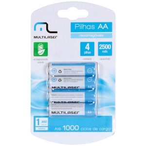 PILHA RECARREGAVEL AA 2500MAH C/4 CB052