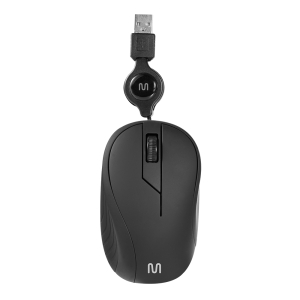 MOUSE COM FIO RETRÁTIL MR100 USB 1200 DPI PRETO - MO231