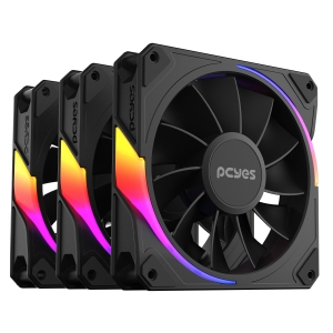 KIT COOLER FAN PARA GABINETE 3UN SANGUE FRIO 3 ARGB BLACK VULCAN REVERSE 120MM PCYES - K3ARGBSF3RVBR
