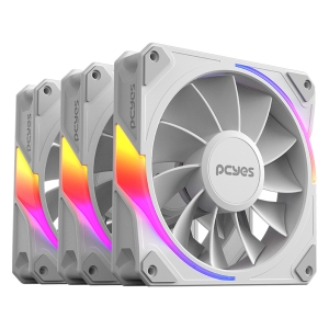 KIT COOLER FAN PARA GABINETE 3UN SANGUE FRIO 3 ARGB WHITE GHOST REVERSE 120MM PCYES - K3ARGBSF3WGRVBR
