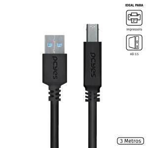 CABO P/ IMPRESSORA E HD EXTERNO USB A 3.0 P/ USB B 3.0 3M - PUABM3-3
