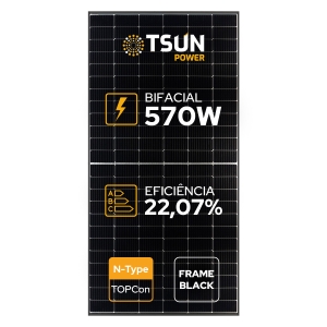 PAINEL SOLAR FOTOVOLTAICO TSUN BIFACIAL 570W N-TYPE 30MM TS570S8D-132GANT