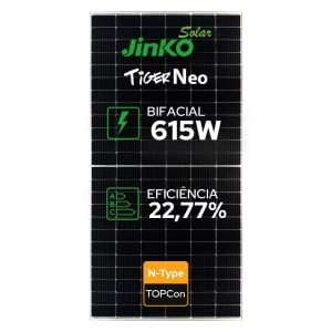 PAINEL SOLAR FOTOVOLTAICO JINKO SOLAR BIFACIAL 615W TIGER NEO N-TYPE 66HL4M-BDV