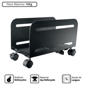 SUPORTE PARA CPU AJUSTÁVEL COM RODAS - PLMSC02