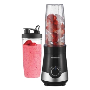 LIQUIDIFICADOR SHAKE 2 COPOS 800ML - 3 VELOCIDADES - 300W 127V - PRETO E PRATA - GO013