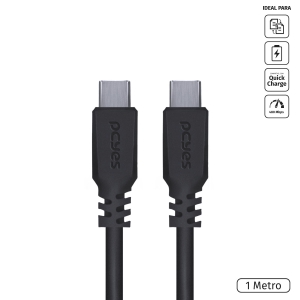 CABO USB TIPO C 2.0 PARA USB TIPO C 2.0 1M PRETO - PUCP-01