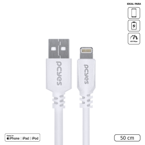 CABO USB A 2.0 PARA LIGHTNING IPHONE (MFI) 50CM BRANCO - PUALB-05