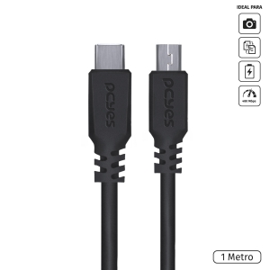 CABO USB TIPO C PARA MINI USB B 2.0 1M PRETO - PUCMBP-1