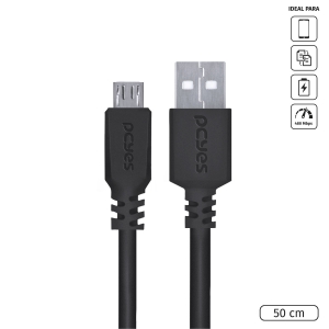 CABO MICRO USB PARA USB A 2.0 50CM PRETO - PMUAP-05