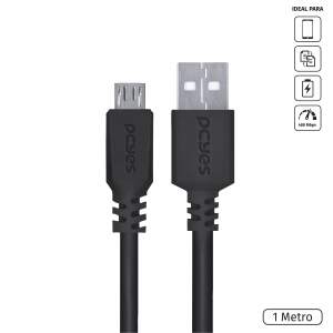 CABO MICRO USB PARA USB A 2.0 1M PRETO - PMUAP-1