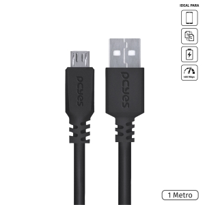 CABO MICRO USB PARA USB A 2.0 1M PRETO - PMUAP-1