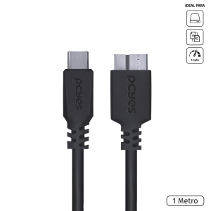 CABO USB TIPO C PARA MICRO USB B 3.0 1M PRETO - P3UCMBP-1