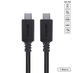 CABO USB TIPO C 3.1 PARA USB TIPO C POWER DELIVERY (PD) 100W 1M PRETO - P31UCCP-1
