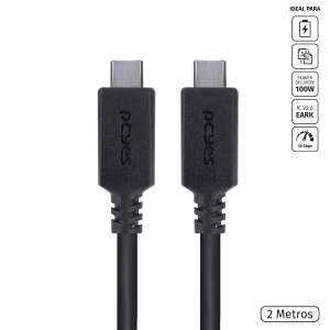 CABO USB TIPO C 3.1 PARA USB TIPO C COM POWER DELIVERY (PD) 100W 2M PRETO - P31UCCP-2