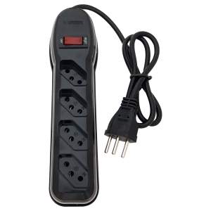 FILTRO DE LINHA CIRCUIT BREAKER 4 TOMADAS PP 3X0,75 1M PRETO