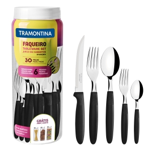 FAQUEIRO INOX 30 PC IPANEMA PRETO