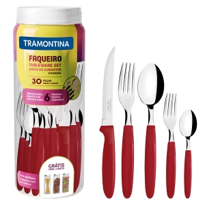 FAQUEIRO INOX 30 PC IPANEMA VERMELHO