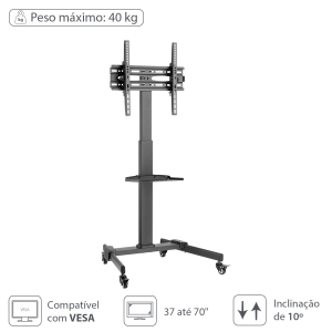 SUPORTE RACK PARA TV LCD/LED/PLASMA DE 37" A 70" COM SUPORTE PARA RECEPTOR - SR150