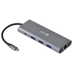 HUB USB TIPO C TYPE C 9 EM 1 - 3 USB 3.0 + CARTAO SD E TF + HDMI + AUDIO P2 + RJ45 + POWER DELIVERY (PD) 60W - HC-9