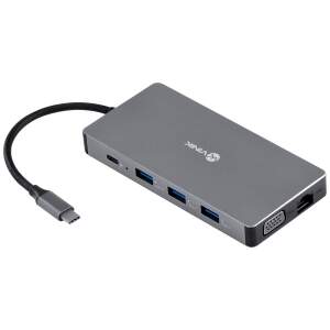 HUB USB TIPO C TYPE C 10 EM 1 - 3 USB 3.0 + CARTAO SD TF + HDMI + VGA + AUDIO P2 + RJ45 + POWER DELIVERY (PD) 60W HC-10