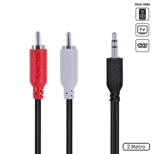 CABO DE ÁUDIO 2 RCA MACHO PARA P2 3.5MM 2 METROS - P2R35-2