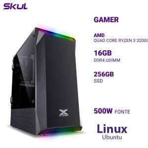COMPUTADOR GAMER 3000 QUAD CORE RYZEN 3 3200G 3.6GHZ MEM 16GB DDR4 SSD 256GB FONTE 500W ATX LINUX UBUNTU