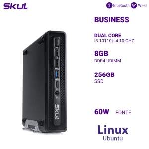 MINI COMPUTADOR B300 DUAL CORE I3 10110U 4.10 GHZ MEM 8GB DDR4 SSD 256GB FONTE 60W EXTERNA LINUX UBUNTU