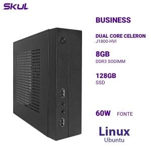 COMPUTADOR B100 DUAL CORE CELERON J1800-HVI MEM 8GB DDR3 SSD 128GB FONTE 60W LINUX UBUNTU