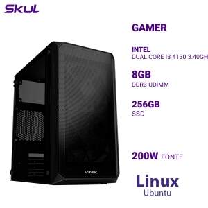COMPUTADOR GAMER 3000 DUAL CORE I3 4130 3.40GHZ MEM 8GB DDR3 SSD 256GB FONTE 200W BIVOLT  LINUX UBUNTU