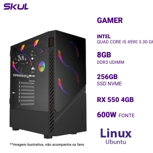 COMPUTADOR GAMER 5000 I5 4590 3.30 GHZ MEM 8GB DDR3 SSD 256GB NVME RX 550 4GB FONTE 600W WHITE LINUX UBUNTU