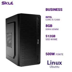 COMPUTADOR B500 CORE I5-12400 MEM 8GB DDR4 SSD 512GB NVME FONTE 500W 80 PLUS WHITE LINUX UBUNTU