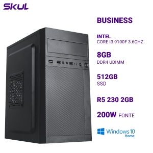 COMPUTADOR B300 CORE I3 9100F 3.6GHZ MEM 8GB DDR4 SSD 512GB R5 230 2GB FONTE 200W WINDOWS 10 HOME