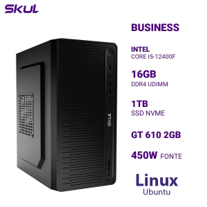 COMPUTADOR B500 CORE I5-12400F MEM 16GB DDR4 SSD 1TB NVME GT 610 2GB FONTE 450W 80 PLUS BRONZE LINUX UBUNTU