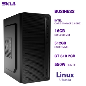 COMPUTADOR B500 CORE I5 9400F 2.9GHZ MEM 16GB DDR4 SSD 512GB NVME GT 610 2GB FONTE 550W 80 PLUS BRONZE LINUX UBUNTU